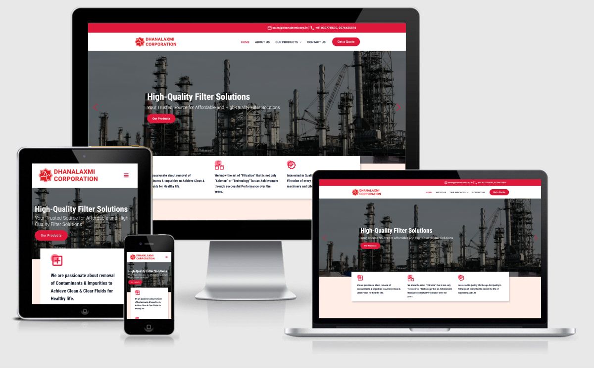 WordPress Website Design Project corporate site Dhanalaxmi Corporation India